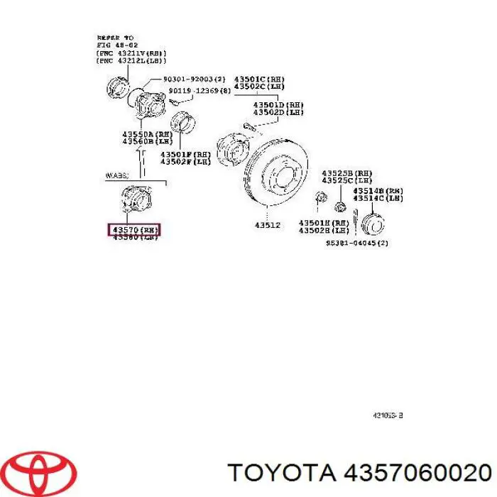 Cojinete de rueda delantero 4357060020 Toyota
