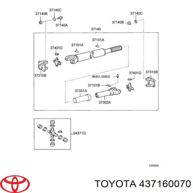437160070 Toyota cruceta de árbol de cardán trasero