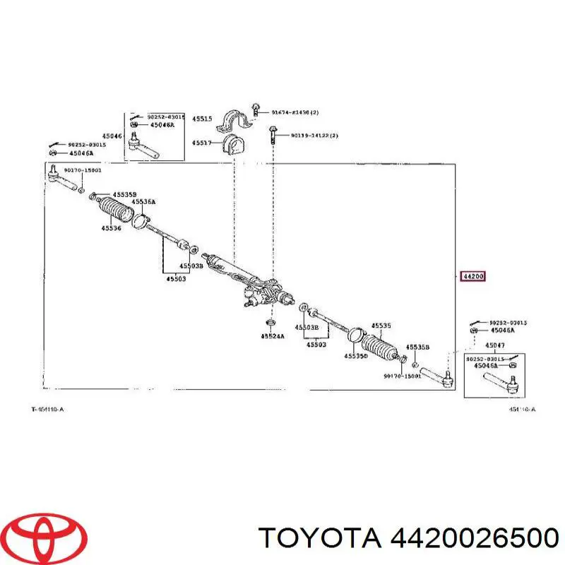 4420026501 Toyota cremallera de dirección