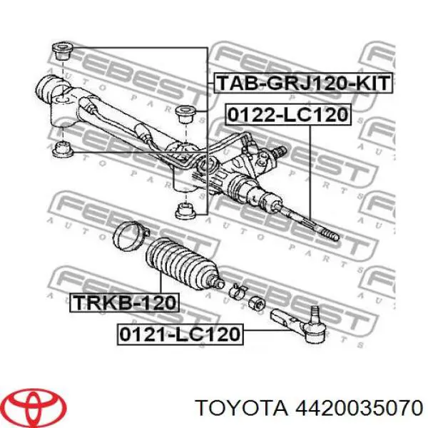 4420035070 Toyota cremallera de dirección