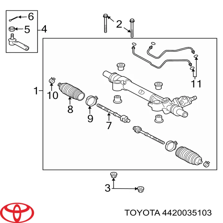 4420035101 Toyota cremallera de dirección