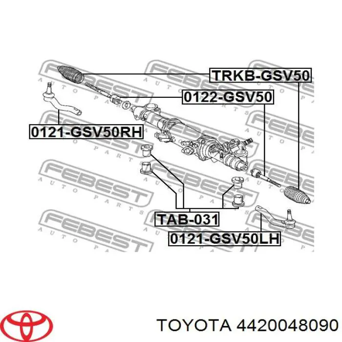 4420048090 Toyota cremallera de dirección