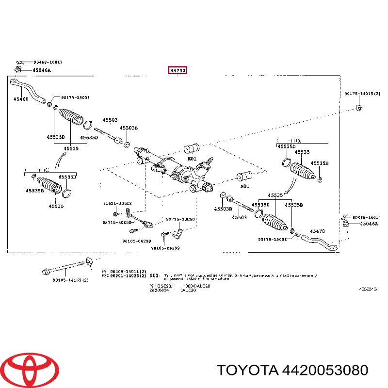 4420053080 Toyota cremallera de dirección