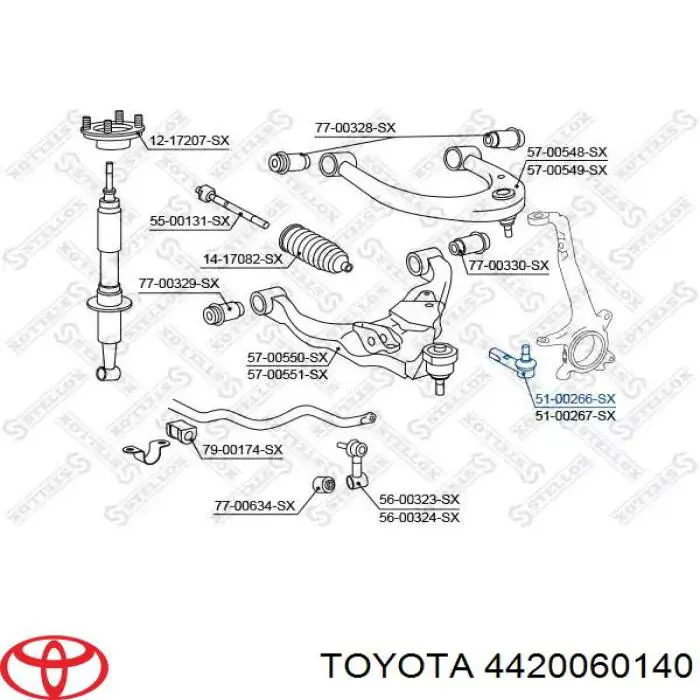 4420060140 Toyota silentblock de montaje del caja de direccion