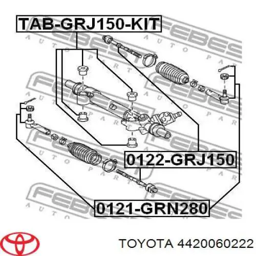 4420060222 Toyota cremallera de dirección