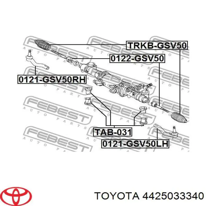 4425033340 Toyota cremallera de dirección