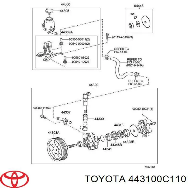 443100C080 Toyota bomba hidráulica de dirección