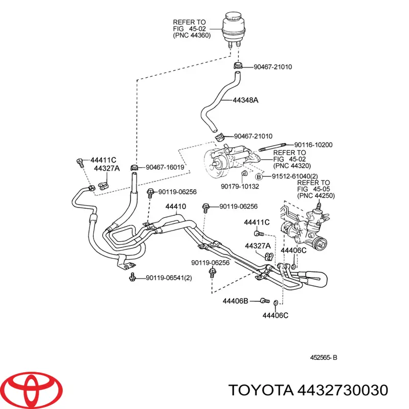 Cuerpo intermedio Inyector superior Toyota 4432730030