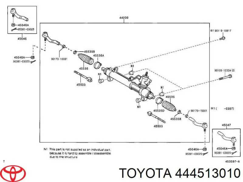 444513010 Toyota juego de juntas, mecanismo de dirección