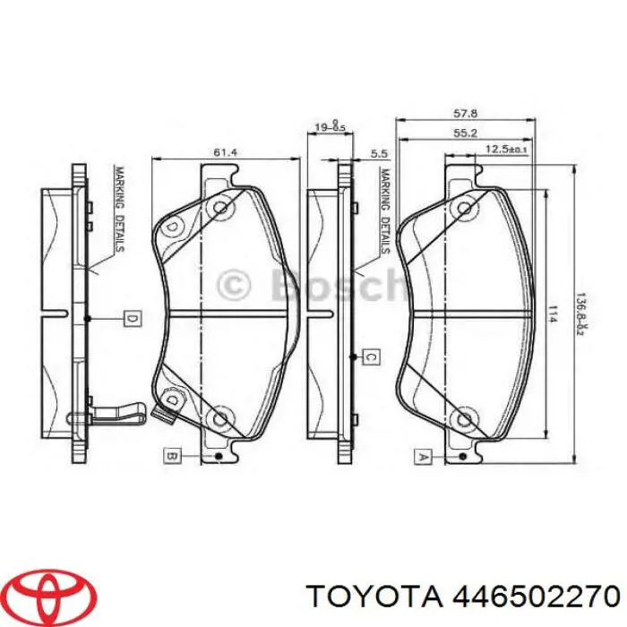 446502270 Toyota pastillas de freno delanteras