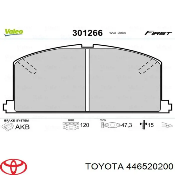 446520200 Toyota pastillas de freno delanteras