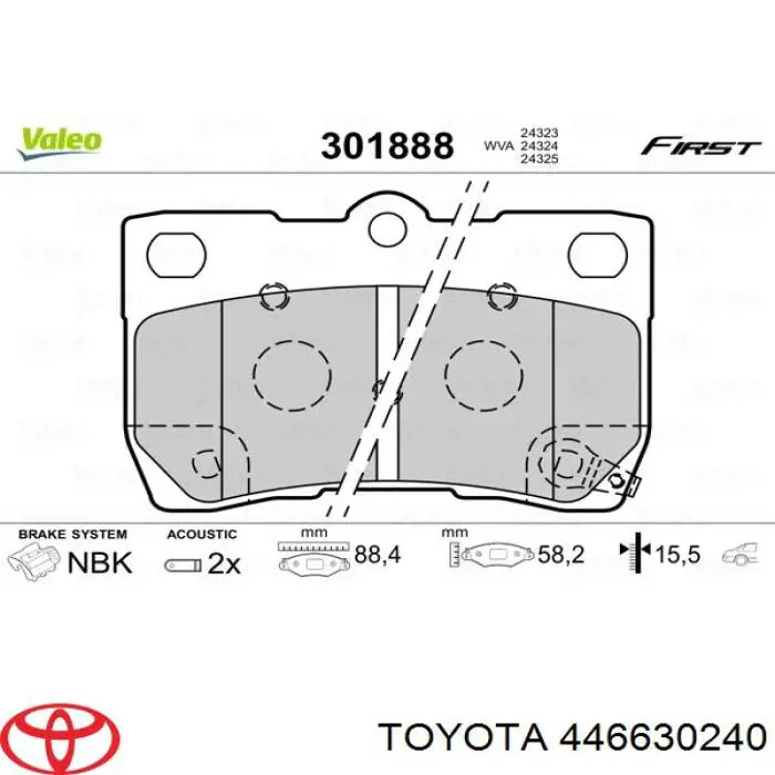 446630240 Toyota pastillas de freno traseras