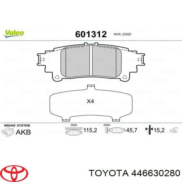 446630280 Toyota pastillas de freno traseras