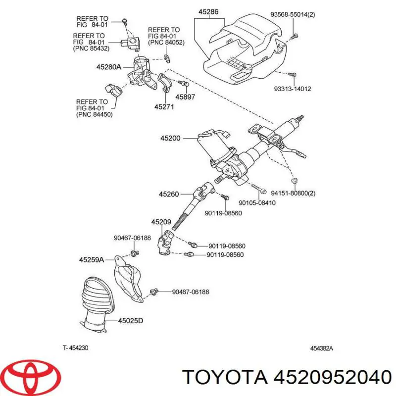 Eje inferior de la columna de dirección Toyota 4520952040 precio, desde 91,58 EUR