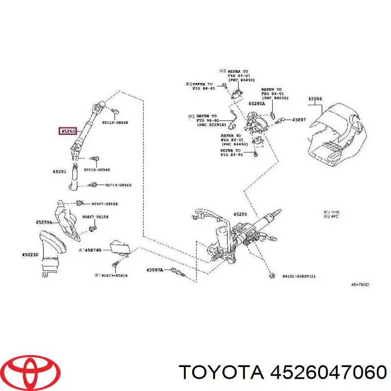 4526047060 Toyota columna de direccion eje cardan inferior