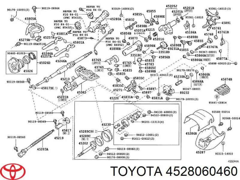 4528060460 Toyota caja de сerradura de la dirección
