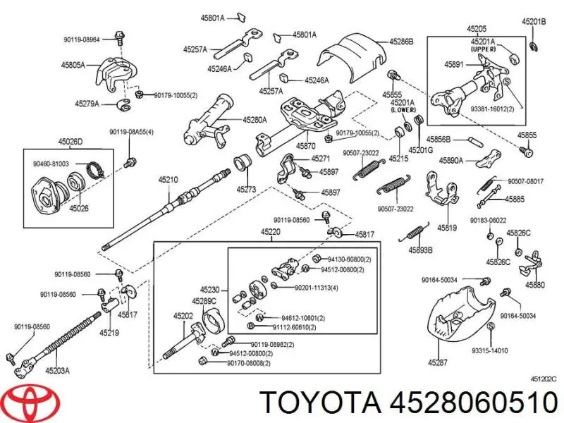 Caja de сerradura de la dirección Toyota 4528060510