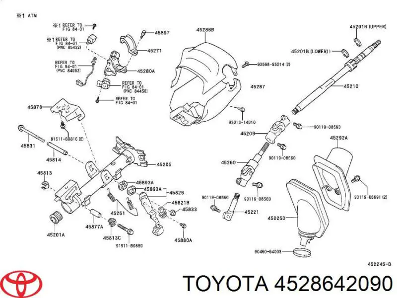 Cubierta de la columna de dirección Toyota 4528642090 precio, desde 133,28 EUR