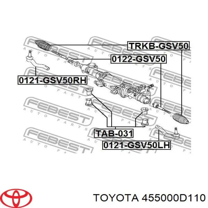 4551052141 Toyota cremallera de dirección