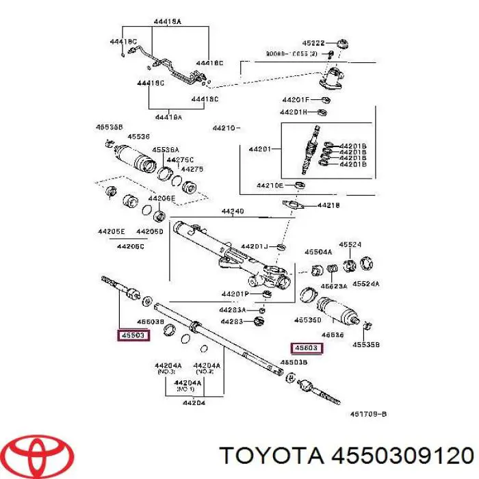 4550309120 Toyota barra de acoplamiento