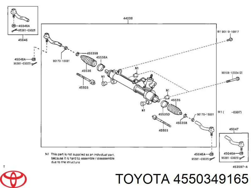 4550349165 Toyota barra de acoplamiento
