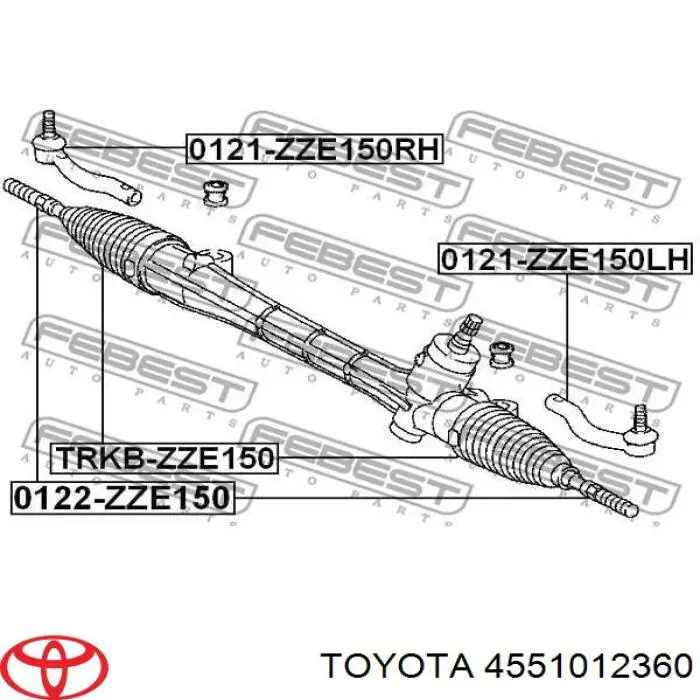 4551012360 Toyota Cremallera caja de direccion