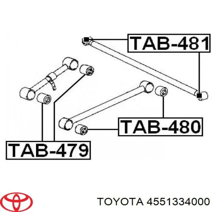 4551334000 Toyota suspensión, brazo oscilante, eje trasero, inferior