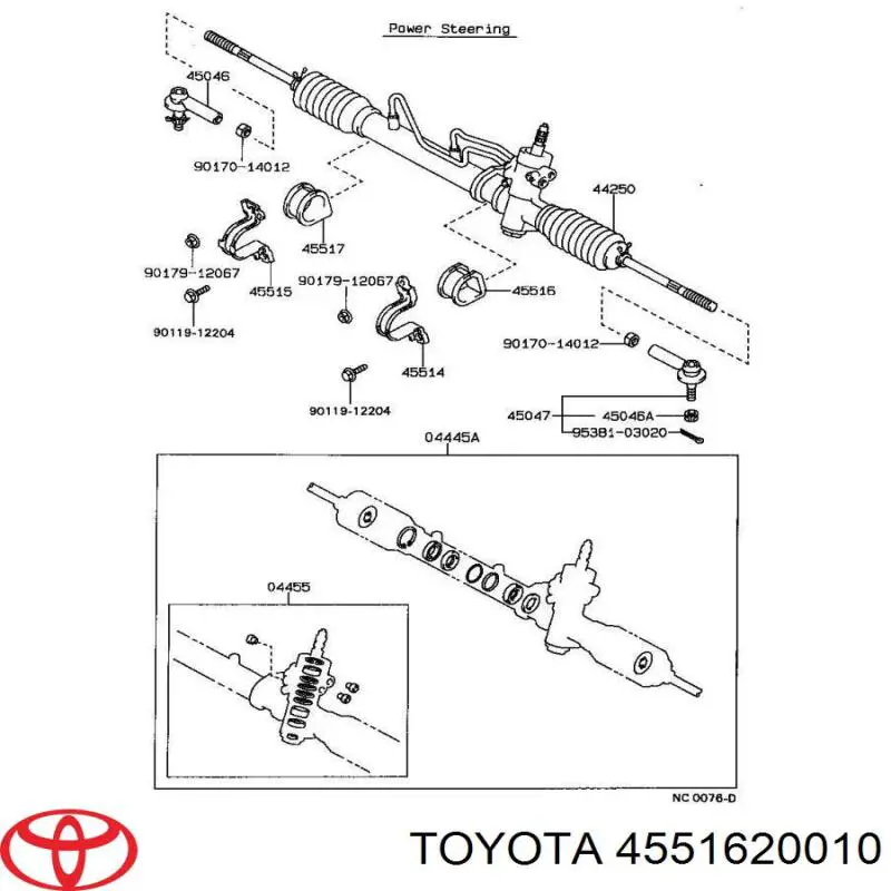 4551620010 Toyota suspensión, mecanismo de dirección