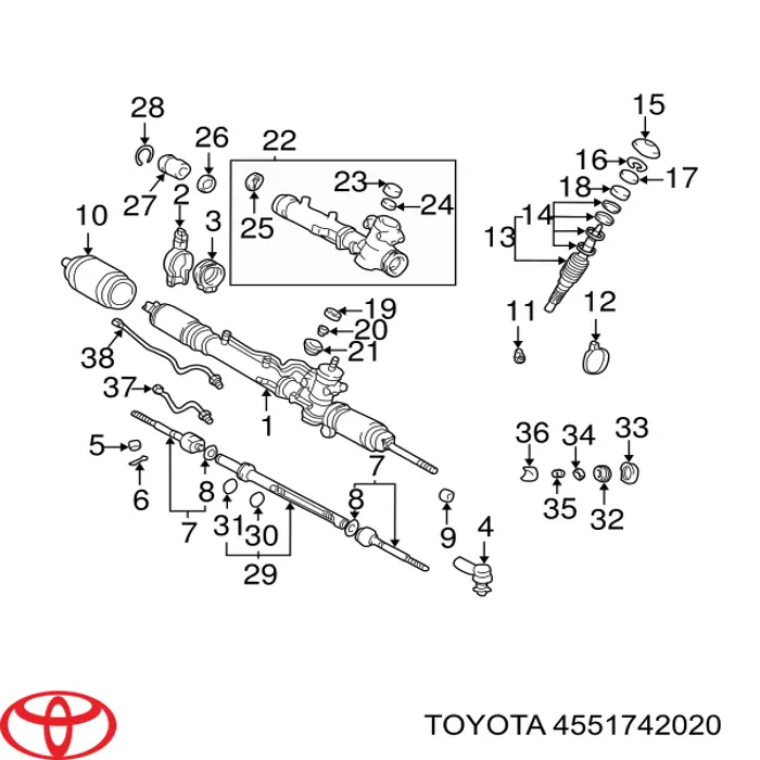 Buje de fijación de la cremallera de dirección Toyota 4551742020 precio, desde 3,13 EUR