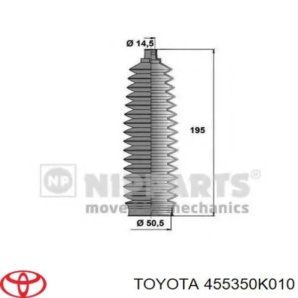 455350K010 Toyota bota de direccion izquierda (cremallera)
