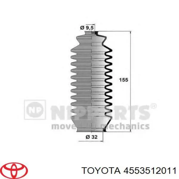 Guardapolvo de dirección derecho (cremallera) Toyota 4553512011 precio, desde 5,22 EUR