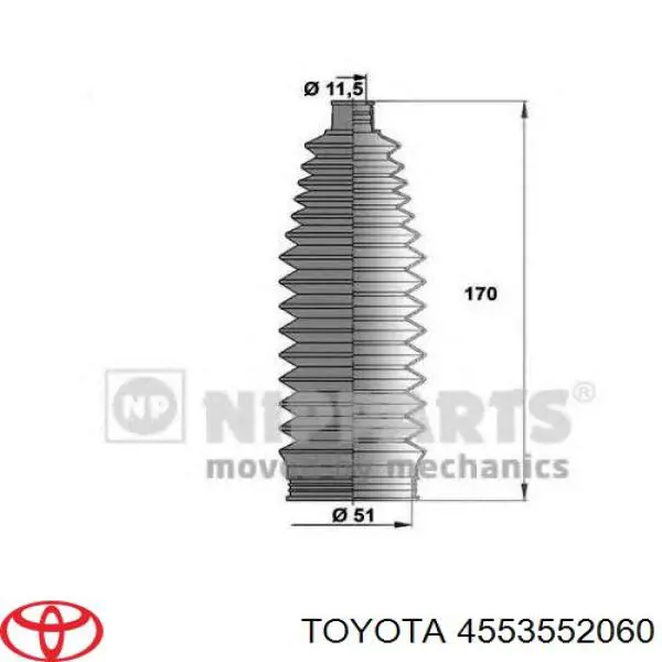 Guardapolvo de dirección Toyota 4553552060 precio, desde 12,41 EUR