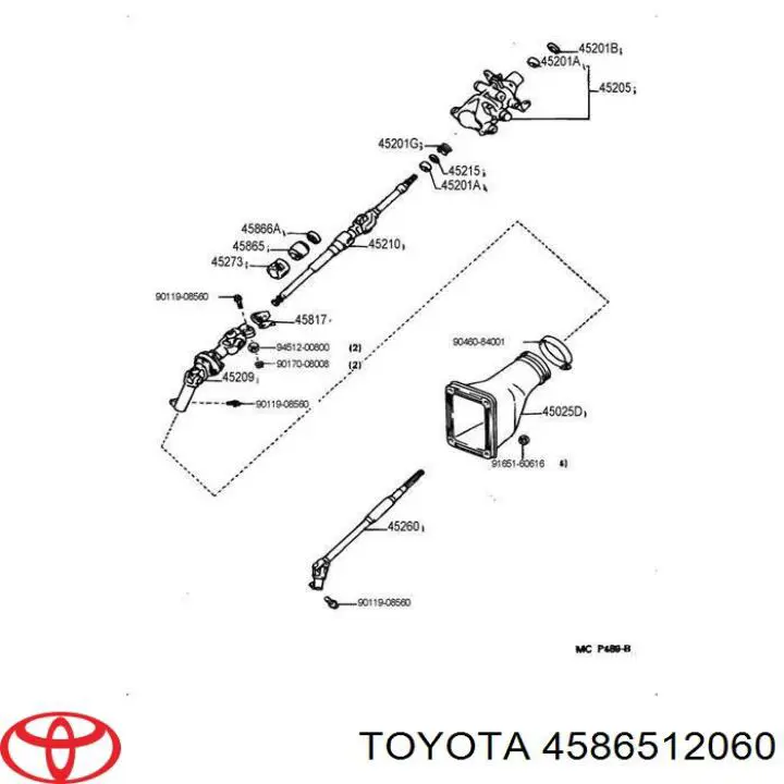 4586512060 Toyota bastidores de direccion caja de cambios