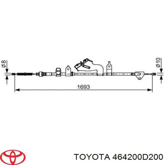 464200D200 Toyota cable de freno de mano trasero derecho
