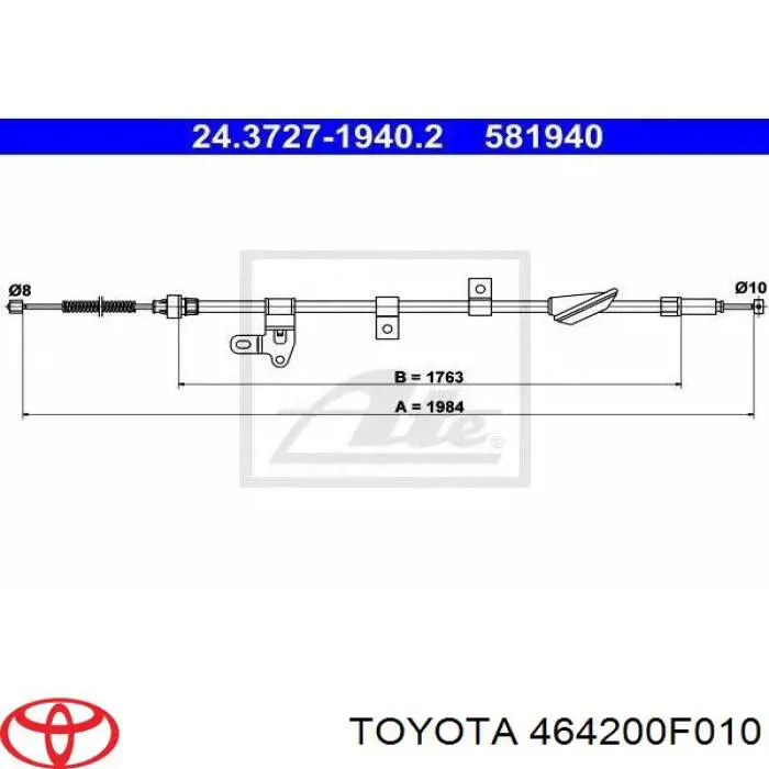 Cable de freno de mano trasero derecho para Toyota Corolla (R10)