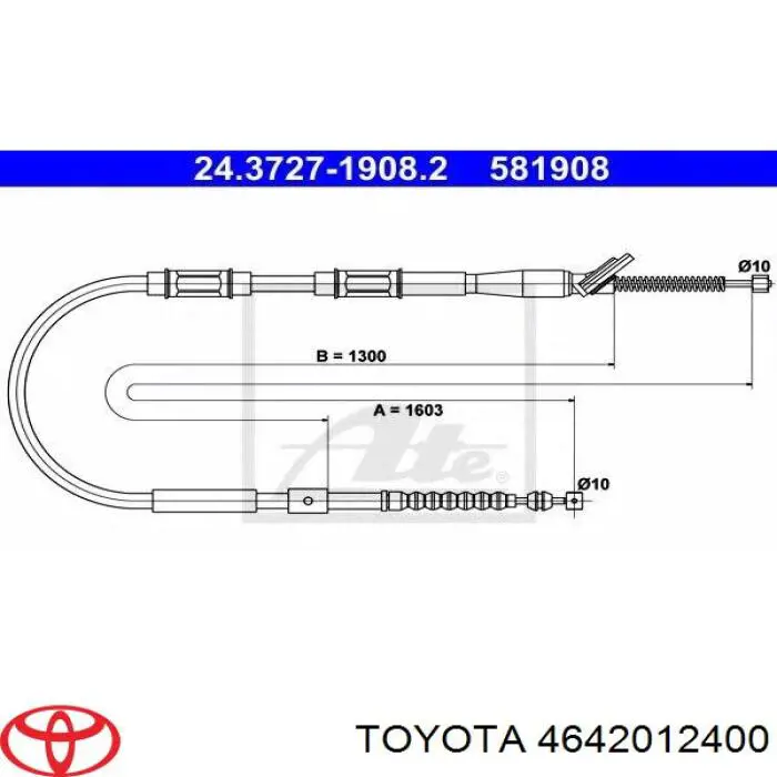 4642012400 Toyota cable de freno de mano trasero derecho