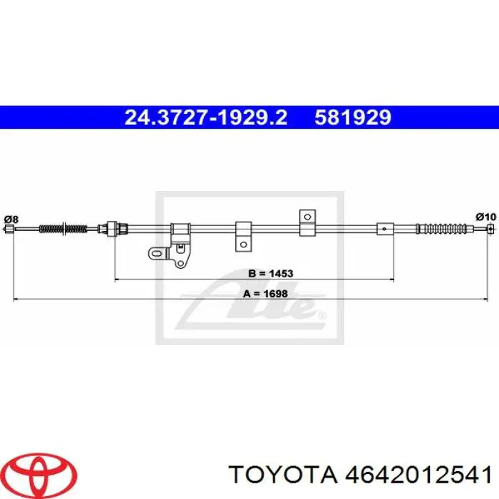 Cable de freno de mano trasero derecho Toyota 4642012541 precio, desde 30,43 EUR