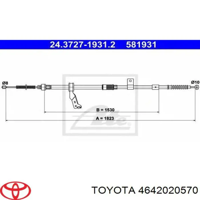 Comprar 4642020570 Toyota Cable de freno de mano trasero derecho