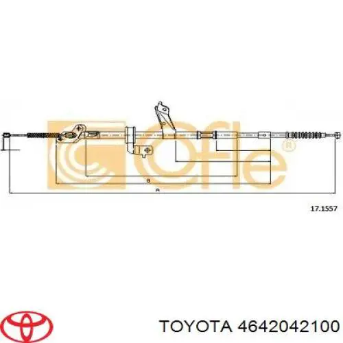 4642042100 Toyota cable de freno de mano trasero derecho