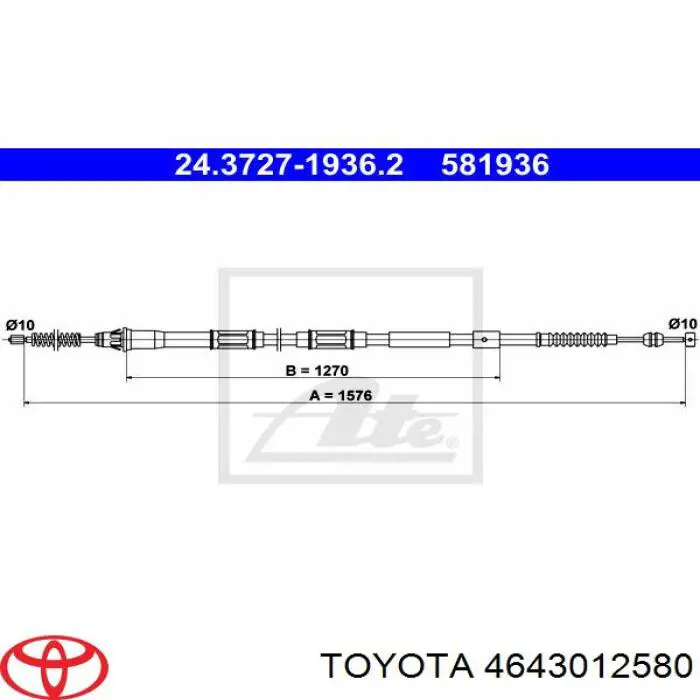 4643012470 Toyota cable de freno de mano trasero izquierdo