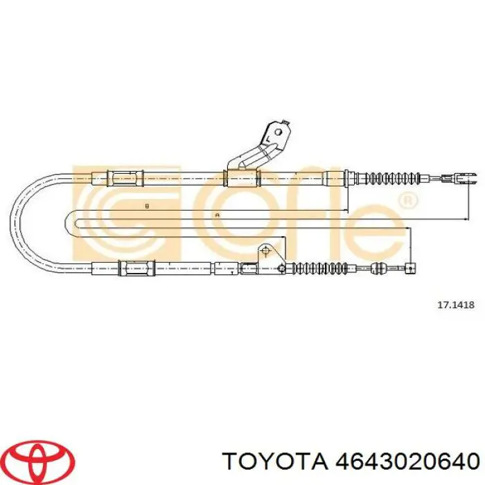 4643020640 Toyota cable de freno de mano trasero izquierdo