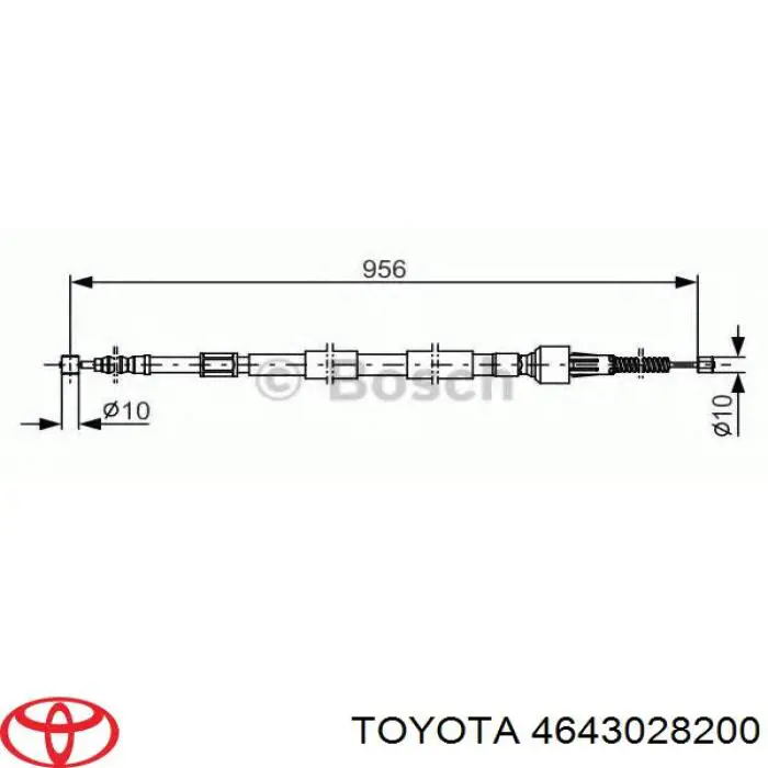 Cable de freno de mano trasero izquierdo para Toyota Previa (TCR1, TCR2)