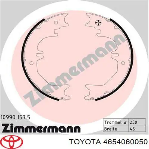 Zapatas de freno de mano 4654060050 Toyota