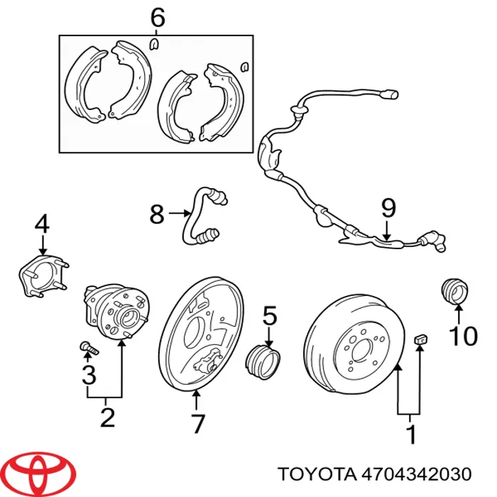Comprar 4704342030 Toyota Disco de soporte del tambor de freno trasero derecho