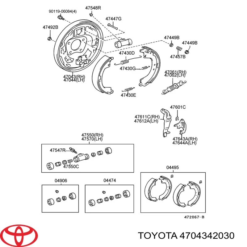 4704342030 Toyota Disco de soporte del tambor de freno trasero derecho