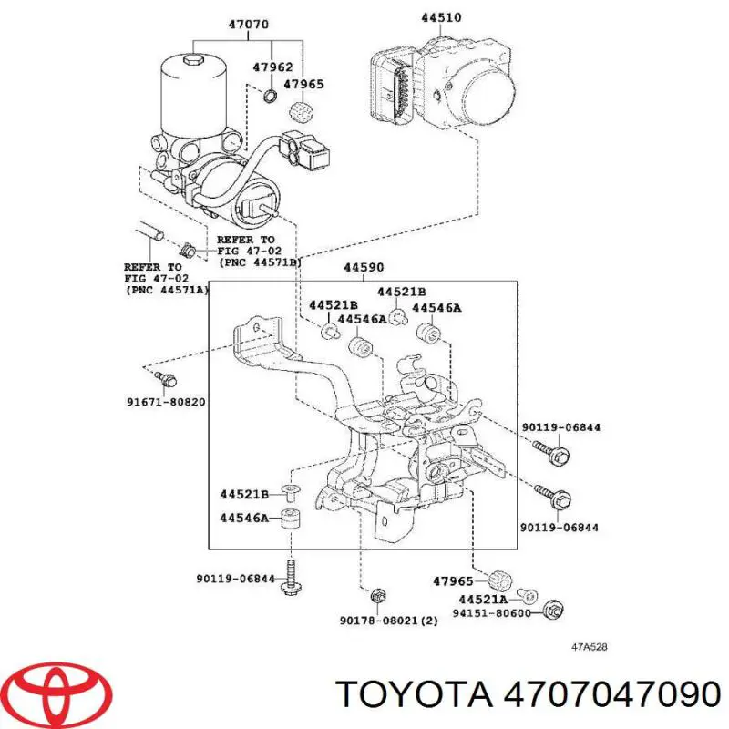 4707047090 Toyota Bomba ABS del cilindro maestro de freno