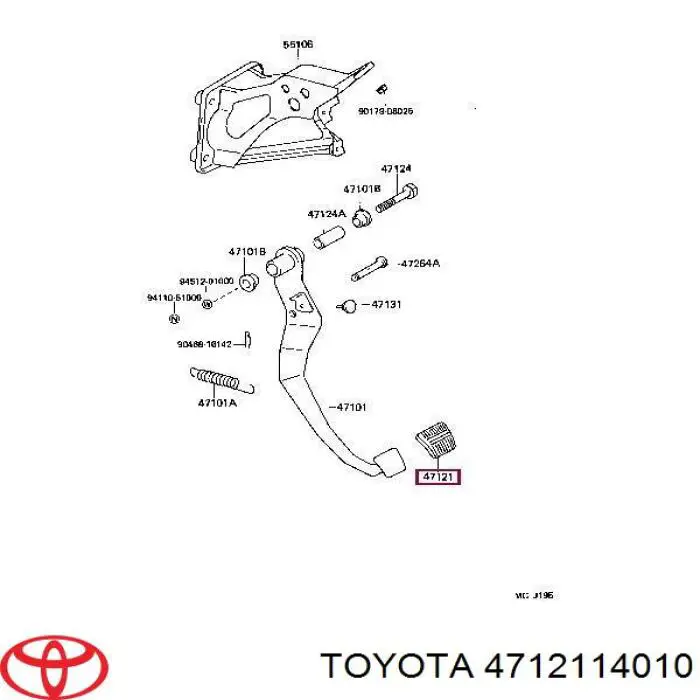 Revestimiento del pedal, pedal de embrague para Toyota RAV4 (SXA 10)