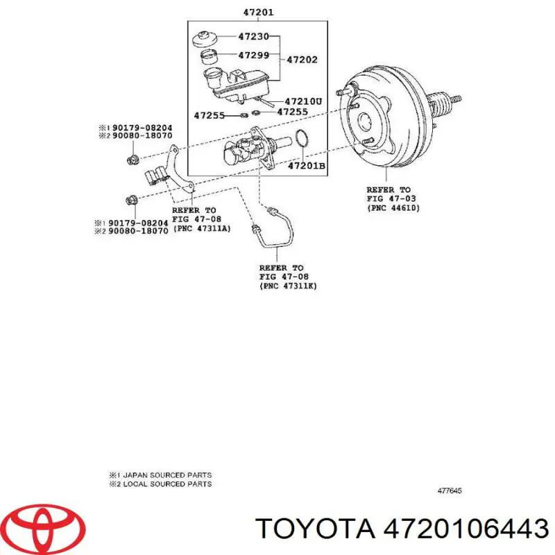 Cilindro principal de freno para Toyota Camry (V50)