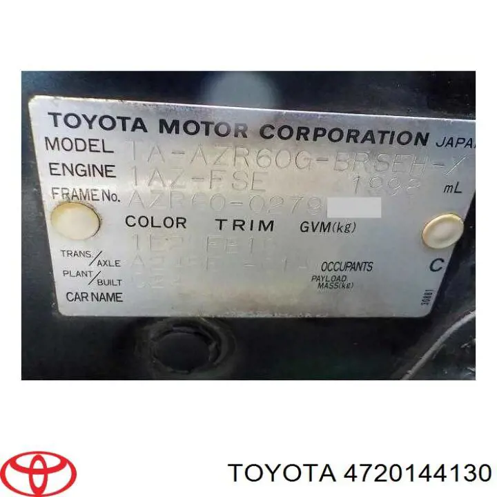 4720144130 Toyota cilindro principal de freno