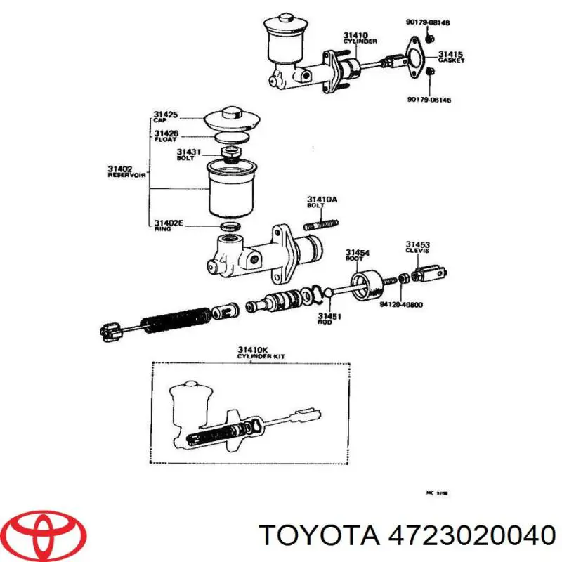 Comprar 4723020040 Toyota Cilindro maestro de frenos